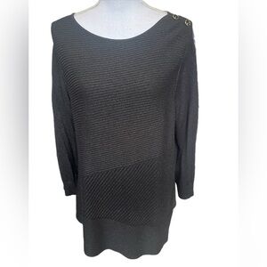 Ruby Rd Black Shimmer Sweater 3/4 Sleeve Asymmetrical Size 1X